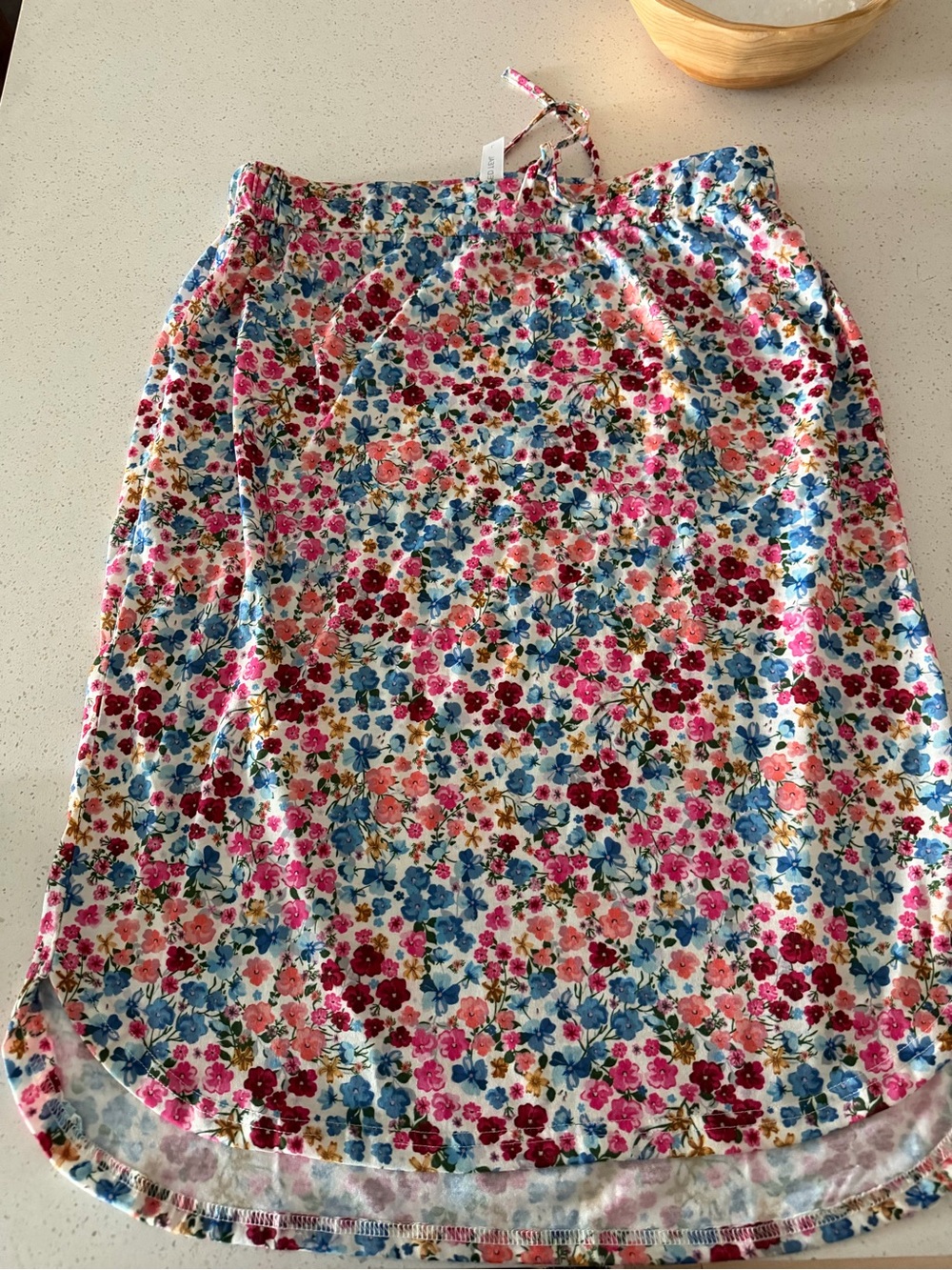 Floral Print Drawstring Waist Midi Skirt  (L)